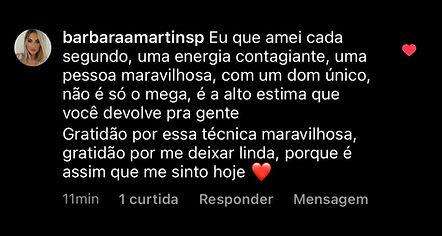 Print de comentário no Instagram de Bárbara Martins elogiando a técnica